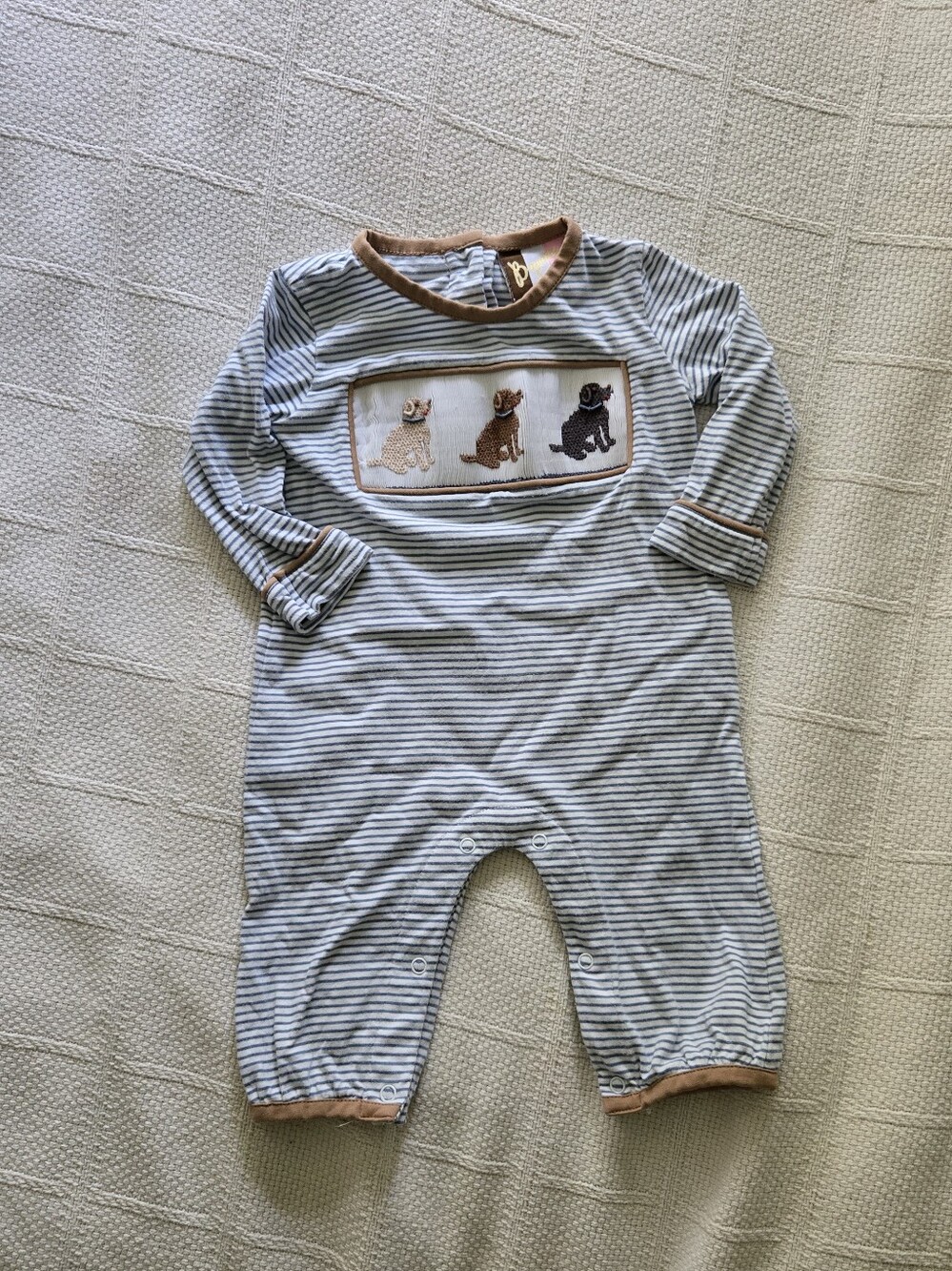 Banana Split Puppy Dog Appliqué Romper 3M Fall 2025 Boutique Baby Boy